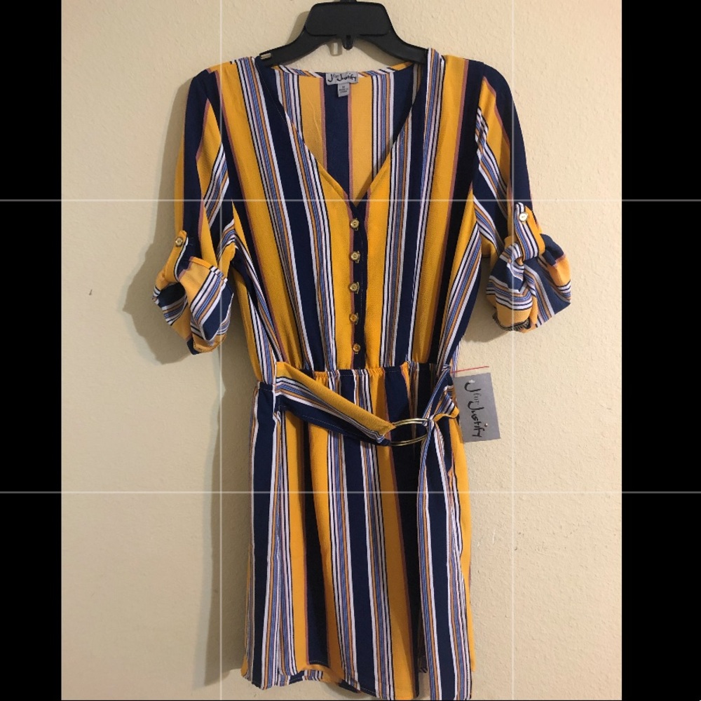 J for Justify Stripped Button up Dress NWT